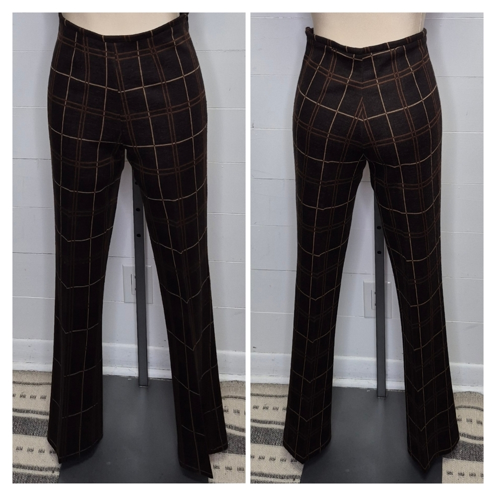 Italian-made Wool Blend Plaid Pants Size S (42)